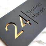 Name plate for home entrance | Home name plate | Door name plates | Name Plate For Home Office | Customized name plate for home | 15X30 cm | Black and Golden | Acrylic