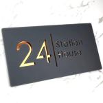 Name plate for home entrance | Home name plate | Door name plates | Name Plate For Home Office | Customized name plate for home | 15X30 cm | Black and Golden | Acrylic