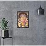 Devi Lakshmi Narasima Swamy Lord Narsingh Bhagwan Wall Photo Framed for Home Decor | Pooja Room | Narsingh, Narasingha, Narsimha, Narasimhar, Prahlad Ready to Hang Wall Mount