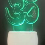 Om 3D Optical Illusion Acrylic Night Lamp | Automatic Color Changing Lamp for Mandir/Temple Room | Multicoloured LED Plug and Play Night Light Best Gift for Family