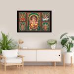 5 Hindu God Photo Frame (13x19 inch)| Five God Photo in One Frame | Lord Ganesha, Tirupati Balaji, Murugan With Valli and Devasena, Goddess Lakshmi & Saraswati