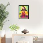 Jesus Christ Engineered Multicoloured Wooden Photo Frames for Worship | landscape Wall Decoration | Home Living Room Decor | Tabletop and Wall mount | 13x19 Inches (115-Jesus)