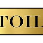 Sign Restroom Toilet Washroom ABS Plastic Self Adhesive Signboard Signage for Office, Hospitals, Colleges, Supermarket | Engraved Acrylic Sheet (12 X 3 Inches) (Unisex Toilet) (Gold)