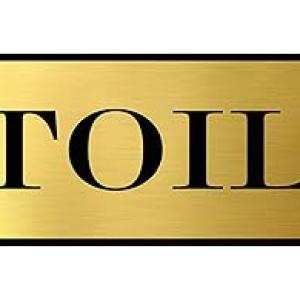 Gugan's Sign Restroom Toilet Washroom Self Adhesive Signboard Signage for Office, Hospitals, Colleges, Supermarket | Engraved In Acrylic Sheet (12 X 3 Inches) (Unisex toilet, Gold)