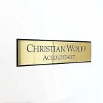 Customized Self Adhesive Acrylic Name Plate | Black Acrylic and Gold Engraving Sheet with Vinyl Lettering | Custom Name Plate For Home, Office & Outdoor Entrance 12 x 4 Inches (Gold)