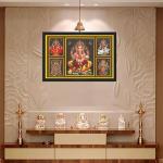 Ganesh/Mahalakshmi/Tirupati/Saraswati/Murugan Photo Frame | Hindu Bhagwan Devi Devta in Single Frame for Pooja | Wall Décor, Engineered Wood, Wall Mount, Multicolour - 13x19 inches