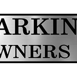 Parking Signs with Self Adhesive Signboard Signage for Office, Hospitals, Colleges, Supermarket | Laser Engraved Acrylic Sheet (12 X 4 Inches) (Parking at Owners Risk, Silver)