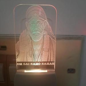 Gifts Shri Sai Ram 3D Illusion Multicolor Acrylic Night Lamp | Home Decorative Wall Light Pooja Room | Living Room | 3D Illusion Night Lamp