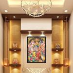 Shree Ram Sita Hanuman ji Photo Frame | Ram Darbar Engineered Wooden Hindu God Ram Parivar/Family Photo Frame Wall Mount Multicoloured for Mandir - 13x19 Inches (622B-Ram)