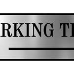 Parking Signs with Self Adhesive Signboard Signage for Offices, Hospitals, Colleges, Supermarket | Laser Engraved Acrylic Sheet (12 X 4 Inches) (Parking this way 1, Silver)