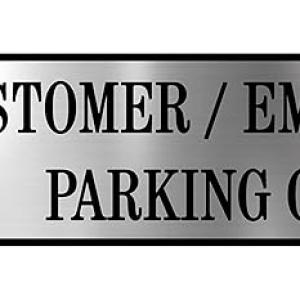 Parking Signs with Self Adhesive Signboard Signage for Office, Hospitals, Colleges, Supermarket | Laser Engraved Acrylic Sheet (12 X 3 Inches) (Customer & Employees Parking, Silver)