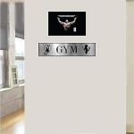 GYM Self Adhesive Acrylic Signage Signboard for Company, Colleges, Store, School, Hotel, Restaurant, GYM & More | Color - Silver & Black, 12x3 Inch | Engraved Acrylic Sheet Sticker