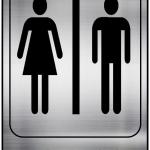 Sign Restroom Toilet Washroom ABS Plastic Self Adhesive Signage for Office, Hospitals, Colleges, Supermarket | Engraved Golden Acrylic Sheet (6 X 4 Inches) (Unisex Restroom Sign, Silver)