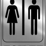 Sign Restroom Toilet Washroom ABS Plastic Self Adhesive Signage for Office, Hospitals, Colleges, Supermarket | Engraved Golden Acrylic Sheet (6 X 4 Inches) (Unisex Toilet Sign, Silver)