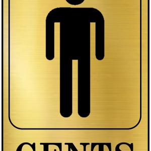 Sign Restroom Toilet Washroom ABS Plastic Self Adhesive Signage for Office, Hospitals, Colleges, Supermarket | Engraved Golden Acrylic Sheet (6 X 4 Inches) (Gents, Gold)