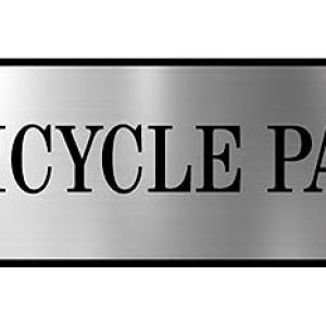 Parking Signs with Self Adhesive Signboard Signage for Office, Hospitals, Colleges, Supermarket | Laser Engraved Acrylic Sheet (12 X 4 Inches) (Bicycle Parking, Silver)