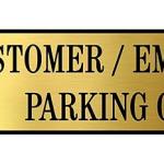 Parking Signs with Self Adhesive Signboard Signage for Office, Hospitals, Colleges, Supermarket | Laser Engraved Acrylic Sheet (12 X 4 Inches) (Customer & Employees Parking, Gold)