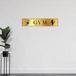 GYM Self Adhesive Acrylic Signage Signboard for Company, Colleges, Store, School, Hotel, Restaurant, GYM & More | Color - Gold & Black, 12x3 Inch | Engraved Acrylic Sheet Sticker