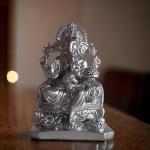 Decorative Lord Ganesha Idol Statue Showpiece Figurine | Color - Silver, Size - 15x10 cm (Resin) | Decoration Item for Home Decor, Office, Living Room, Pooja Room, Temple, House Warming Gift