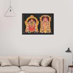 Venkateshwara Swamy/Balaji Lakshmi Padmavati Engineered Wood Photo Framed | for Home Pooja Room, Home Decor | Wall Mount Multicolor - 13x19 Inches (608-Tirupathi)