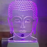 Buddha 3D Latest Decorative Illusion 5mm Acrylic LED Plug Night Lamp |Multicolor | Home Decorative Wall Light Bedroom/Living Room (12.5cm x 5cm) Pack of 1 (Buddha)