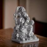 Decorative Lord Ganesha Idol Statue Showpiece Figurine | Color - Silver, Size - 15x10 cm (Resin) | Decoration Item for Home Decor, Office, Living Room, Pooja Room, Temple, House Warming Gift