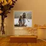 Gugan's Gifts Personalized Photo Lamp for Sister – Custom Acrylic LED Night Light with Photo and Names (Model 2)