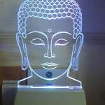 Buddha 3D Latest Decorative Illusion 5mm Acrylic LED Plug Night Lamp |Multicolor | Home Decorative Wall Light Bedroom/Living Room (12.5cm x 5cm) Pack of 1 (Buddha)