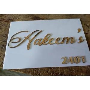 Personalized Milk White Acrylic and Laser cut 3D Mirror Gold Acrylic Letter Name Board with 2 Stainless Steel Stud for House | Office | School | College | Apartment (Size 30 X 20 CM)