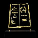 Acrylic Personalized 3D Illusion Book Style LED Table Lamp with Wooden Base | Color - Gold | Customized Lamp Gift for Wedding, Anniversary, Couples, Marriage, Valentine Day