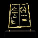 Acrylic Personalized 3D Illusion Book Style LED Table Lamp with Plastic Base | Color - Gold | Customized Lamp Gift for Wedding, Anniversary, Couples, Marriage, Valentine Day