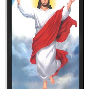 Jesus Christ Engineered Multicoloured Wooden Photo Frames for Worship | landscape Wall Decoration | Home Living Room Decor | Tabletop and Wall mount | 13x19 Inches (1003-Jesus)