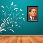 Dr. Bhim Rao Ambedkar Attractive Wall Hanging Engineered Wood Portrait Photo Frame (13x9 Inch) | Home Decor Spiritual Wall Hanging Frame With Black Border | Ready to Hang Frame (Design-2)