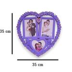 Heart Shaped Wall Hanging Collage Photo Frame for Wall Decoration, Bedroom, Living Room, Hall | Color - Lavender, (35x35 cm)| Best Gift for Couple, Valentine's Day, Wedding Anniversary