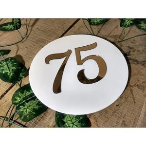 Personalized Milk White Acrylic Laser cut 3D Mirror Gold Acrylic Number Board for Hotel | Restaurant | College | Apartment | House | Flat (Size 5 X 5 Inches)