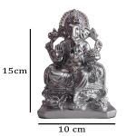 Decorative Lord Ganesha Idol Statue Showpiece Figurine | Color - Silver, Size - 15x10 cm (Resin) | Decoration Item for Home Decor, Office, Living Room, Pooja Room, Temple, House Warming Gift