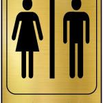 Sign Restroom Toilet Washroom ABS Plastic Self Adhesive Signage for Office, Hospitals, Colleges, Supermarket | Engraved Golden Acrylic Sheet (6 X 4 Inches) (Unisex Restroom Sign, Gold)