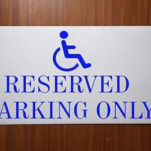 Milk White Acrylic With Vinyl| Parking Signs with Self Adhesive Signboard Signage for Office, Hospitals, Colleges, Supermarket | (12 X 6 Inches) (Handicap Sign Reserved Parking Only)