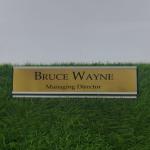 Gugan's Aluminum Desk Name Plate – Personalized Office Name Sign with Holder, Modern Desk Décor for Professionals, Boss, and Executives- Double Side (12 x 3 Inches) (Gold, Silver)