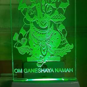 Ganesha 3D Optical Illusion Acrylic Night Lamp | Automatic Color Changing Lamp for Bedroom/Living Room | Multicoloured LED Plug and Play Night Light | Best for Spiritual Gift