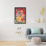 Lord Shiva & Family Multicoloured Photo Frame | Worship/Pooja Wall Mount Shankar/Bholenath Photo | Living Room, Pooja Room, Temple, House Warming Gift | 13x19 Inches (G337R-Shiva)