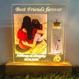 Gugan's Personalized Photo Lamp for Friends – Custom Acrylic LED Night Light with Message Bottle(DIY)- Write Your own