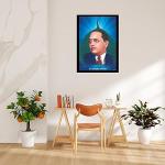 Dr. Bhim Rao Ambedkar Attractive Wall Hanging Engineered Wood Portrait Photo Frame (13x9 Inch) | Home Decor Spiritual Wall Hanging Frame With Black Border | Ready to Hang Frame (Design-3)