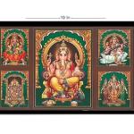 Hindu God Photo Frame (13x19 inch)| Five God Photo in One Frame | Lord Ganesha, Tirupati Balaji, Murugan With Valli and Devasena, Goddess Lakshmi & Saraswati