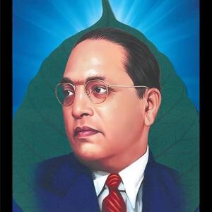 Dr. Bhim Rao Ambedkar Attractive Wall Hanging Engineered Wood Portrait Photo Frame (13x9 Inch) | Home Decor Spiritual Wall Hanging Frame With Black Border | Ready to Hang Frame (Design-3)