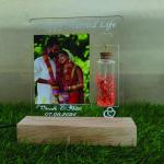 Gugan's Personalized Photo Lamp for Couple – Custom Acrylic LED Night Light with DIY Message Bottle | Marriage & Anniversary Gift | Romantic Décor | Write Your Own Message (Model 2)