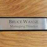 Customized Self Adhesive Acrylic Name Plate| Black Acrylic and Silver Engraving Sheet with Vinyl Lettering | Custom Name Plate For Home, Office & Outdoor Entrance 12 x 4 Inches (Silver)