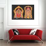 Venkateshwara Swamy/Balaji Lakshmi Padmavati Engineered Wood Photo Framed | for Home Pooja Room, Home Decor | Wall Mount Multicolor - 13x19 Inches (608-Tirupathi)