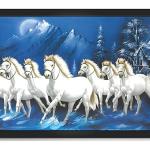 Running 7 Horses Photo Frame | Horses Vastu Sparkle | Ideal for Home Design, Wall Decor Engineered Wood For Living Room, Bedroom 13x19 Inches (5-805-7HOR)