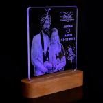 Acrylic Rectangular 3D Illusion Photo LED Lamp | Color - Blue (8x6 Inch) | Customized, Personalized with Photo and Name | Best Wedding Gift for Husband, Wife, Couples, Wedding Anniversary